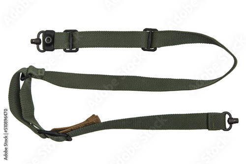 Nylon shoulder strap for a gun isolated on white back