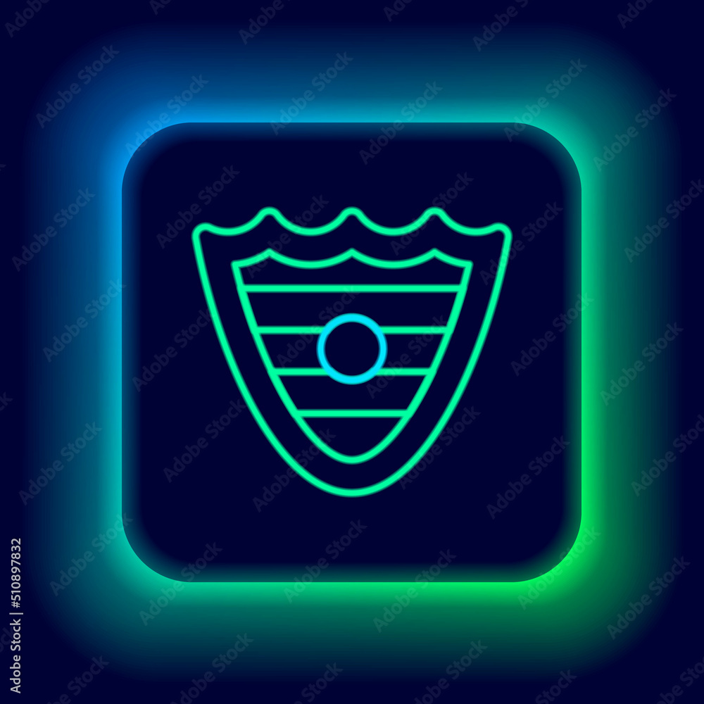 Glowing neon line Shield icon isolated on black background. Guard sign. Security, safety, protection, privacy concept. Colorful outline concept. Vector Glowing neon line Shield icon isolated on black background. Guard sign. Security, safety, protection, privacy concept. Colorful outline concept. Vector