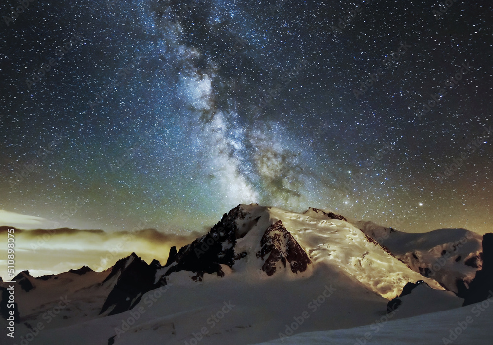 Mont Blanc du Tacul under extraordinary Milky Way.
