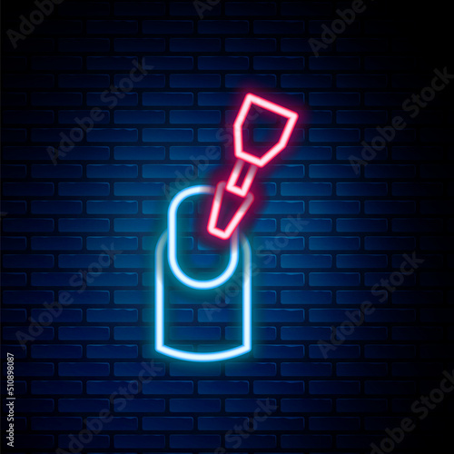 Glowing neon line Milling cutter for manicure icon isolated on brick wall background. Apparatus for manicure. Manicure tools. Colorful outline concept. Vector
