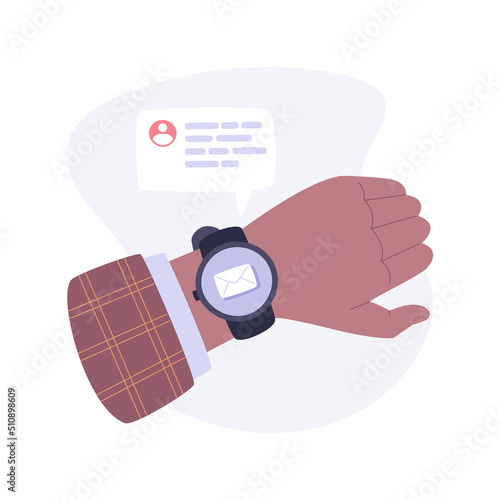 Social media notifications on smartwatch isolated cartoon vector illustrations.