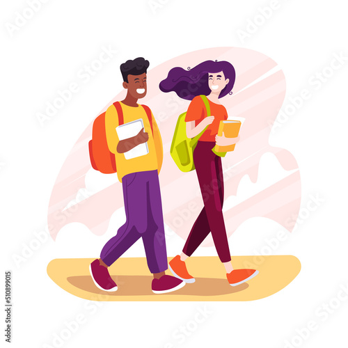 Going to school independently isolated cartoon vector illustration.