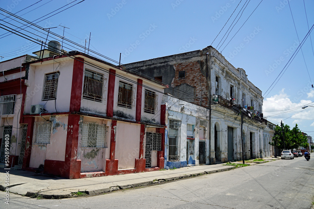 streets of cienfuegos with typical houses streets of cienfuegos with typical houses