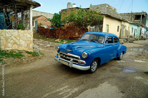 old classic cars in the streets of trinidad