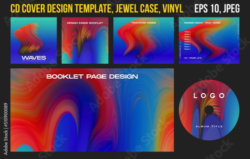 Music Album Cover for the Web Presentation. CD Cover Design Template. Compact Disk, Jewel Box, Vinyl, DVD. Printable Editable Files. Square poster, banners, brochure, book. Colorful Abstract Artwork  