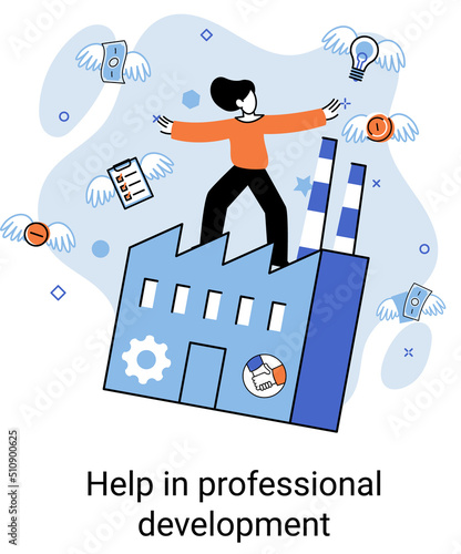 Help in professional development. Qualified employee training program. Refresher course. Human resource management in organization. Business education workshop. School of personality growth in team