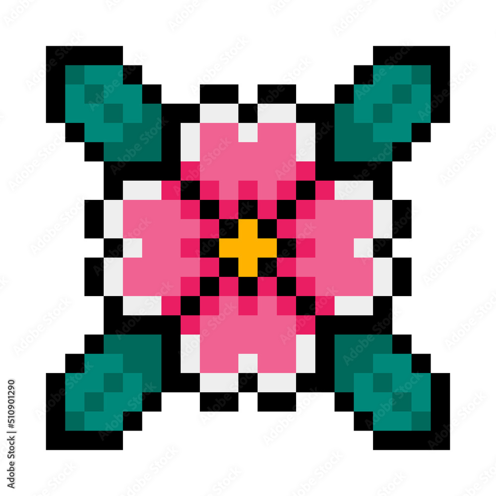 pixel flower and leaves
pixel flower and leaves