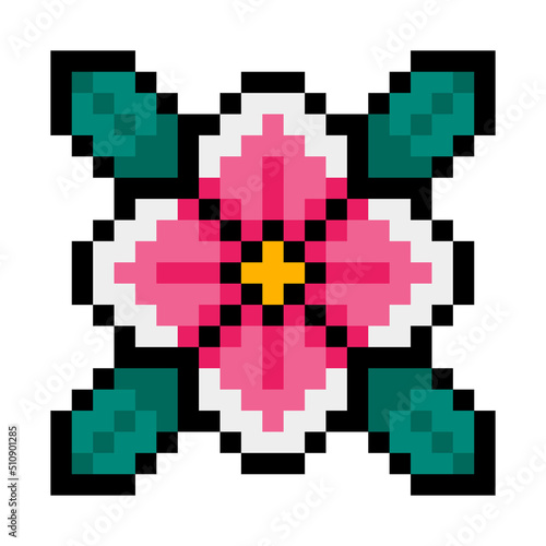 pixel flower and leaves 