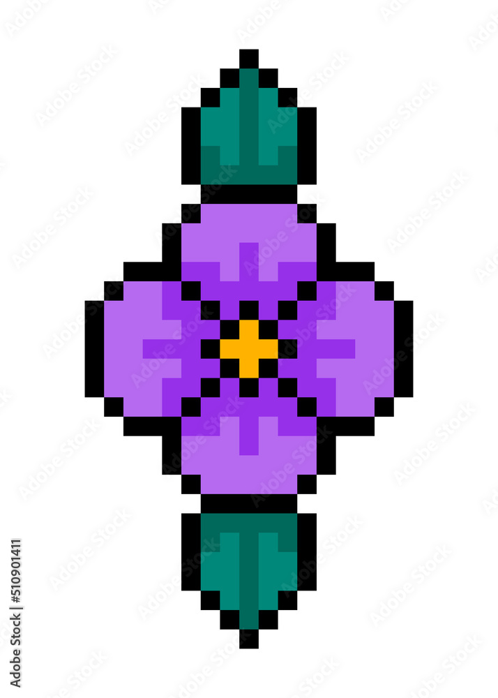 pixel flower and leaves
