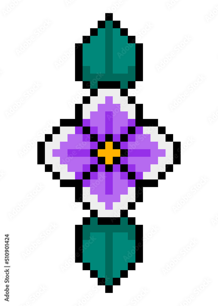 Fototapeta premium pixel flower and leaves 