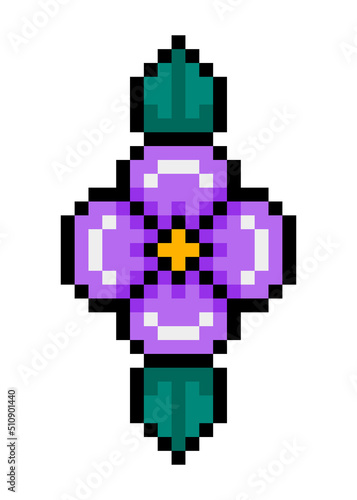 pixel flower and leaves 