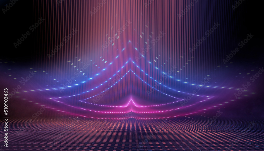 Dark abstract modern neon background. Empty night neon scene with rays