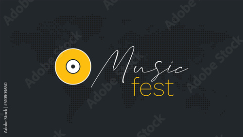 Music Festival vector background. Element for flyer, web design, page, sample, banner, live concert, party, event. Yellow white gray illustration.