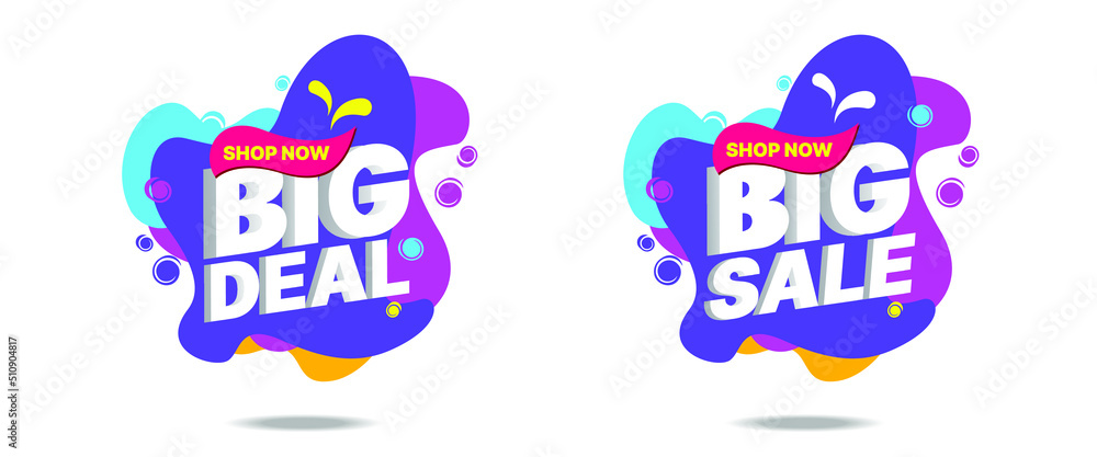 Big deal, Big Sale, Colorful 3D text, Abstract modern tag design, vector illustration