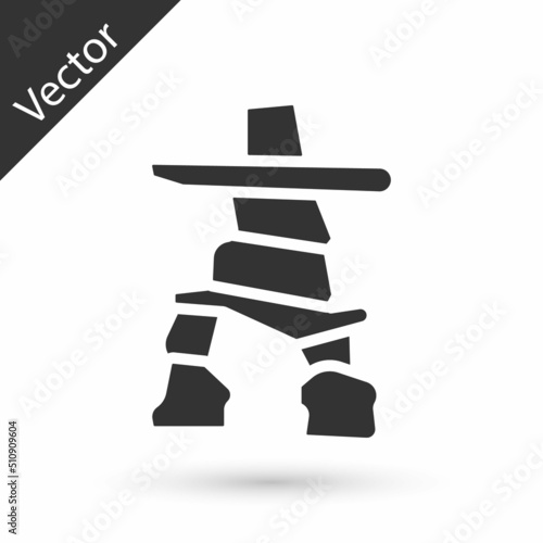 Grey Inukshuk icon isolated on white background. Vector