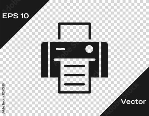 Black Printer icon isolated on transparent background. Vector