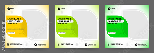 Lawn mower gardening service social media post design template