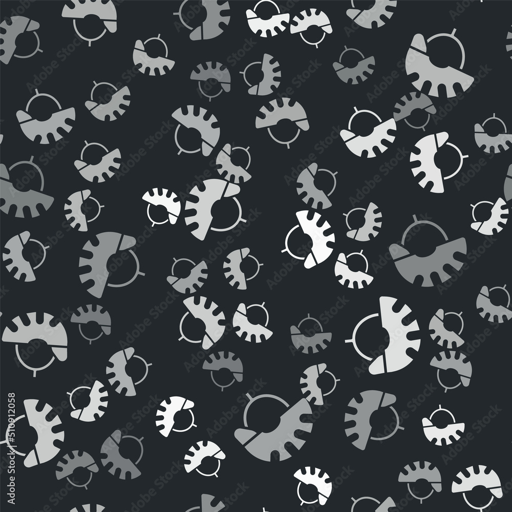 Grey Bicycle helmet icon isolated seamless pattern on black background. Extreme sport. Sport equipment. Vector Grey Bicycle helmet icon isolated seamless pattern on black background. Extreme sport. Sport equipment. Vector