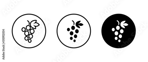 Grape Icon Food Fruits, bunches of grapes icons editable stroke, flat design style isolated on white