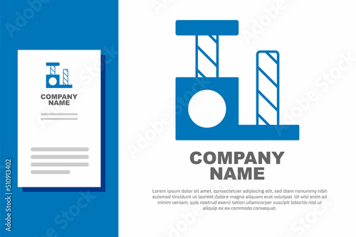 Blue Cat scratching post with toy icon isolated on white background. Logo design template element. Vector