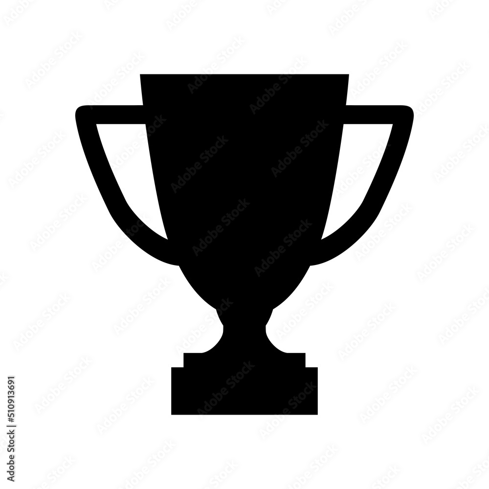 Trophy cup. Award cup silhouette. Winner symbol. Vector isolated on white.
