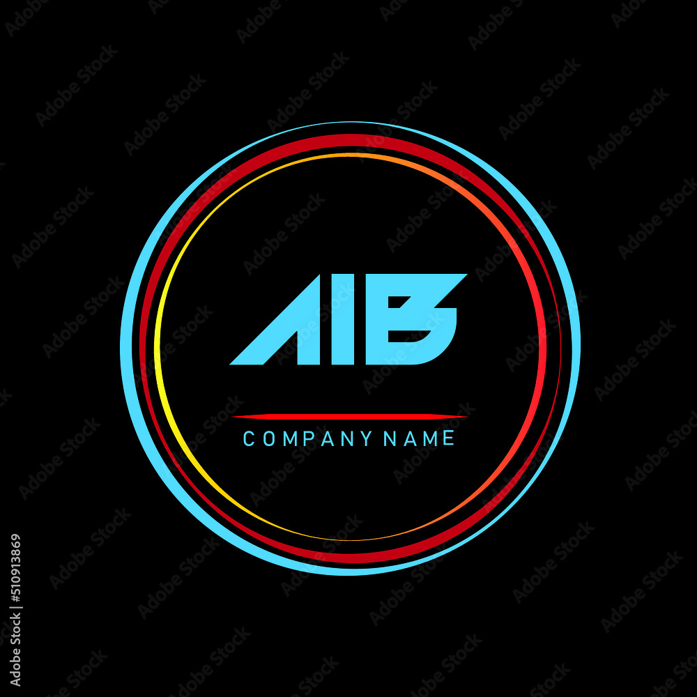 AIB ,A I B Alphabet Design With Creative Circles, AIB Letter Logo