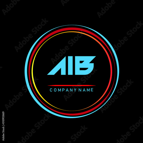 AIB ,A I B Alphabet Design With Creative Circles, AIB Letter Logo Design, AIB Letter Logo Design On Black background ,Letter AIB logo with colorful circle, letter combination logo design with ring photo