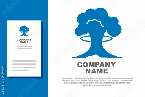 Blue Nuclear explosion icon isolated on white background. Atomic bomb. Symbol of nuclear war, end of world. Logo design template element. Vector