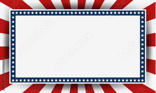 Abstract American flag Patriotic symbols frame with copy space for text background.