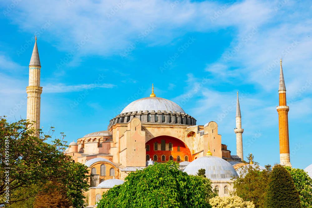 Hagia Sophia or Ayasofya Mosque in Istanbul. Travel to Istanbul background