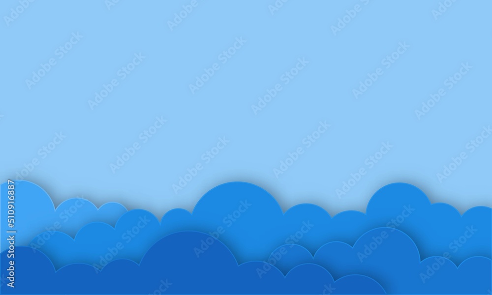 Clouds on blue sky. Banner with copyspace. Paper cut style. Clouds on blue sky. Banner with copyspace. Paper cut style.