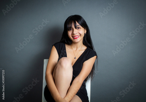fashion portrait of tender happy latin young woman