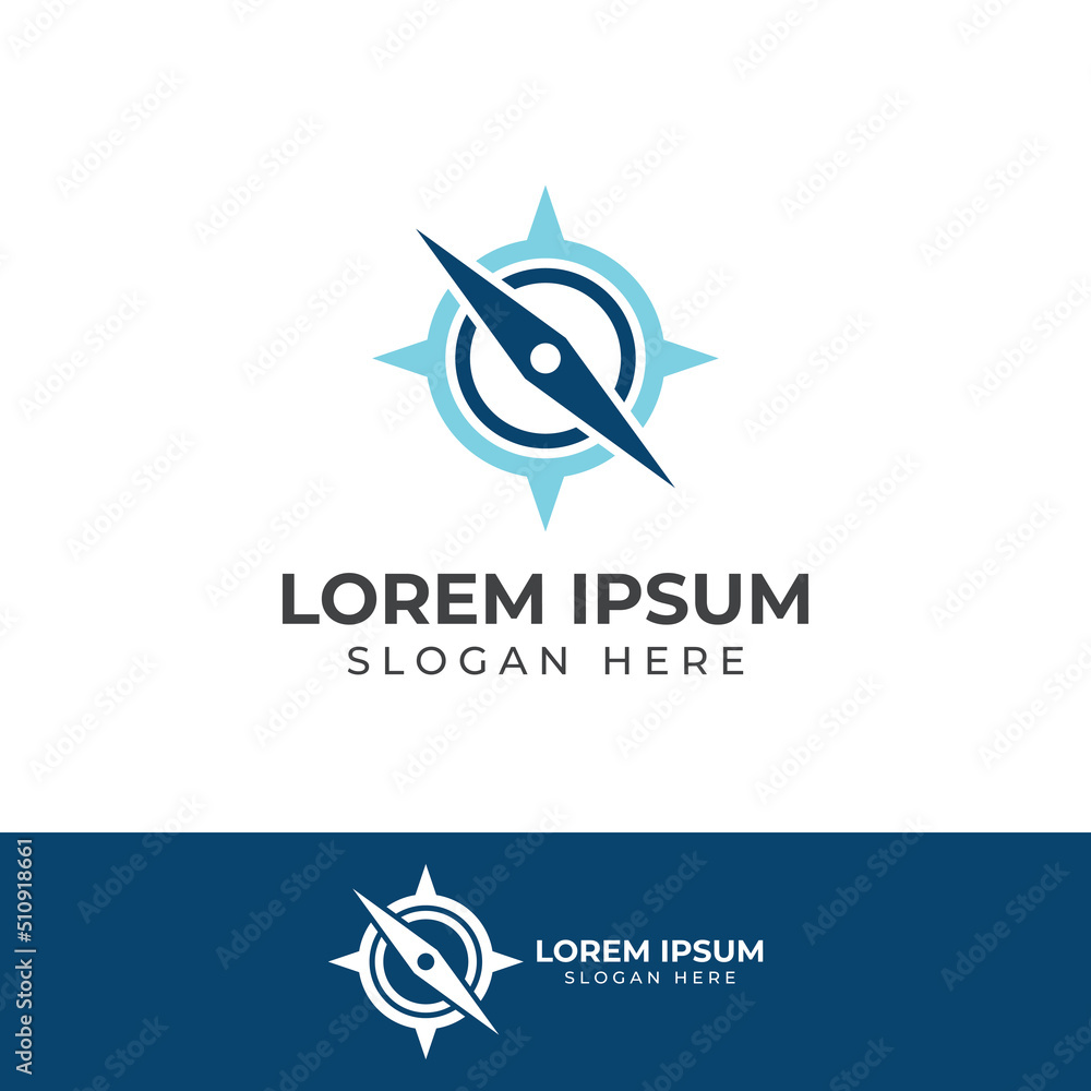 Fototapeta premium Compass logo, directional guide or pandom. Compass logo icon vector illustration template.