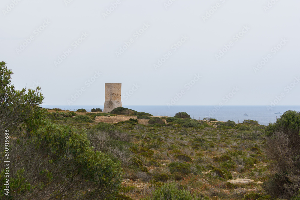 Defense tower in Cap Blanc, Mallorca. Torre de Vigilància del Cap Blanc