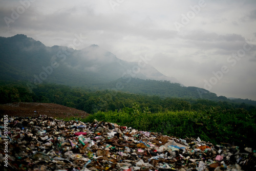 garbage on the landfill in mountain