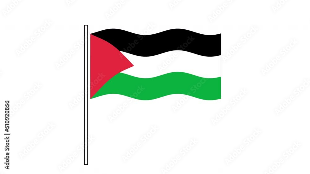 Palestine flag seamless loop animation. Waving flag on white background ...