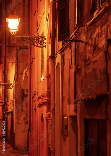 Night street lanterns Sanremo Italy