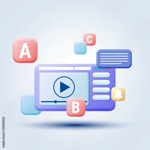 Online education, e-learning, distant training cartoon style vector concept illustration