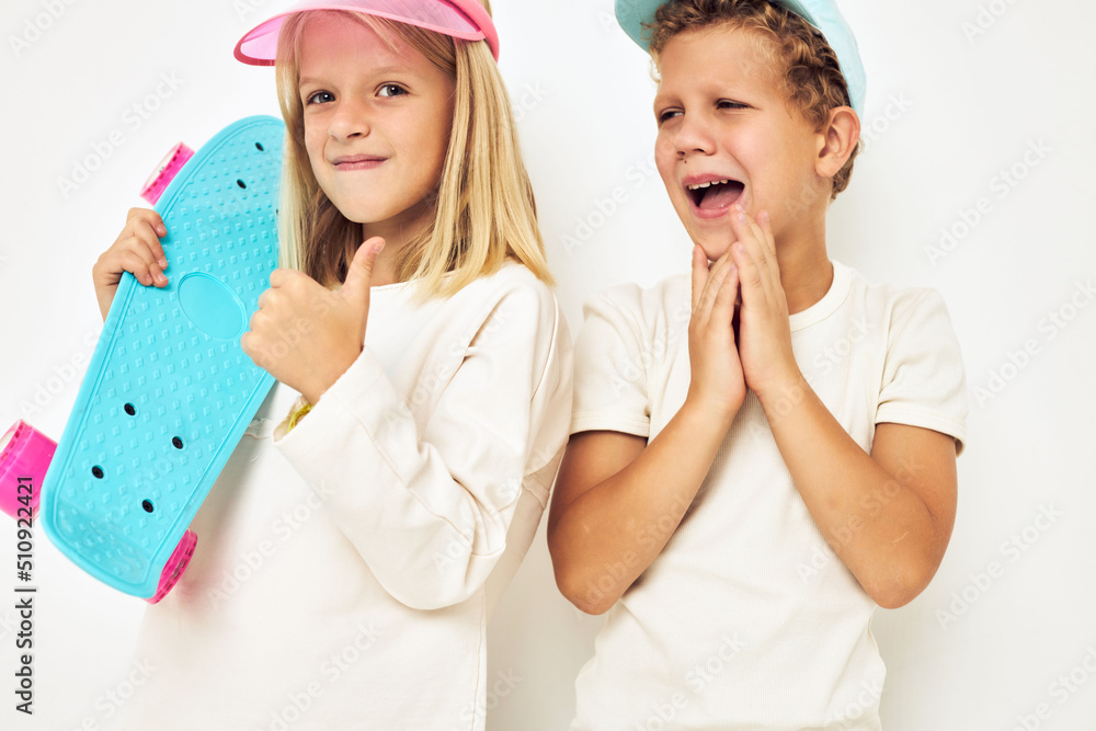 Stylish young friends active rest entertainment isolated background Stylish young friends active rest entertainment isolated background