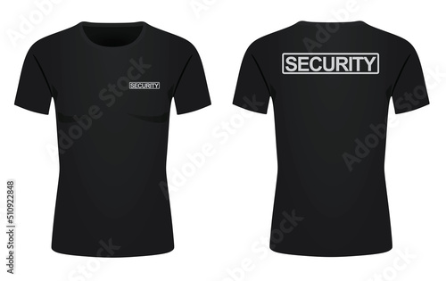 Black security t shirt. vector illustration