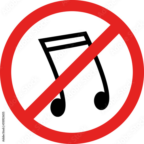 No musical instruments allowed sign. Forbidden signs and symbols.