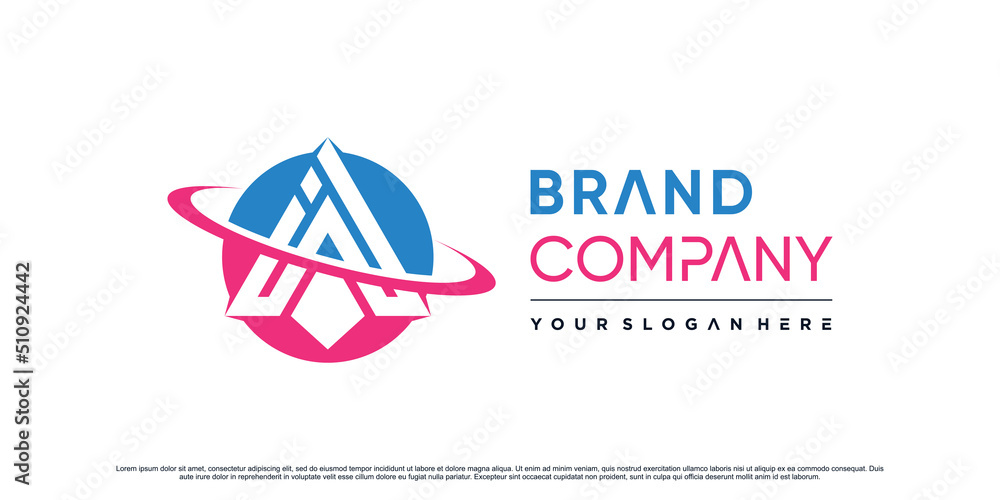 Triangle icon letter a logo design for business with swoosh and modern concept Premium Vector