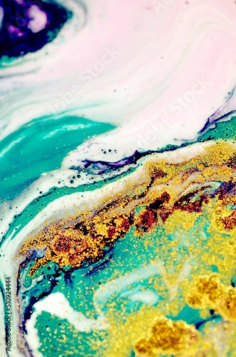 MYSTIC WAVES. Magical painting. Treasury of art. Abstract artwork.Luxury art in Eastern style. Painter uses vibrant paints to create these magic art, with addition golden glitters. MARBLE ART. 