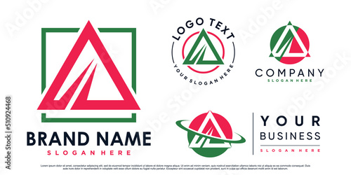 Set of triangle letter a logo design inspiration for business with creative element Premium Vector