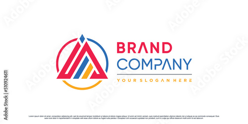 Triangle icon letter a logo design inspiration for business with circle concept Premium Vector