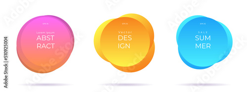 Colorful bubble badges set isolated on white background. Summer time background. Modern banners collection. Applicable for advertising, announcements, price tags. Vector eps 10.