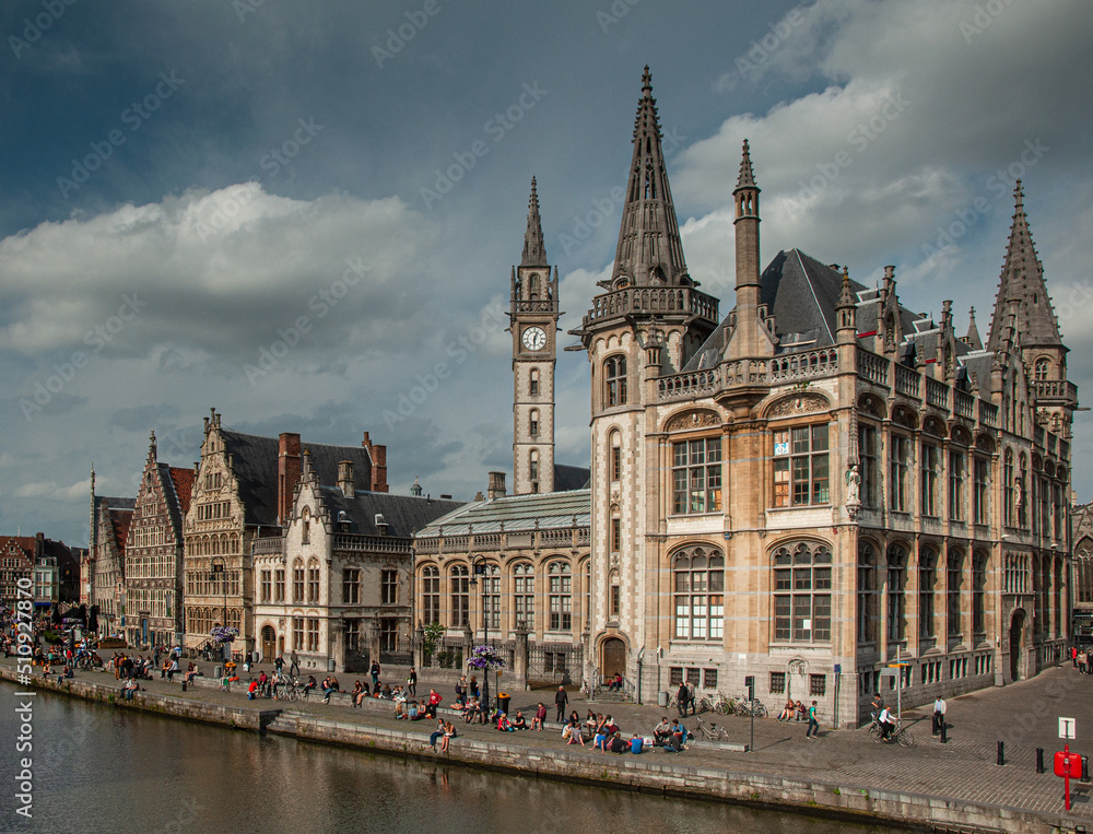 Nice houses in the old town of Ghent, Belgium
