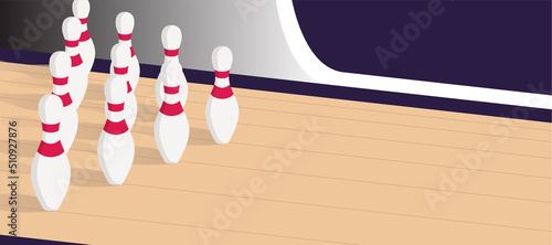 skittles and bowling ball standing on bowling floor