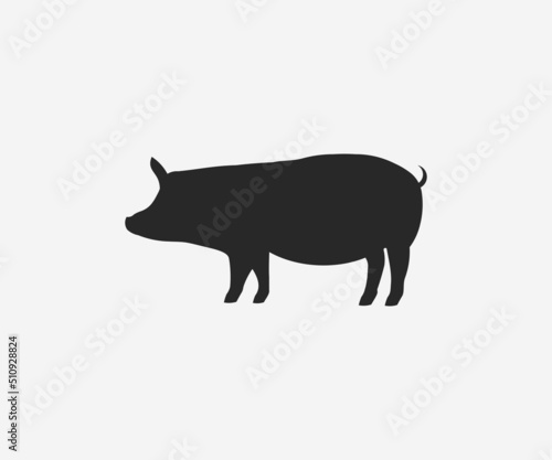 Vector pig silhouette. Pig silhouette icon isolated vector design and illustration.

