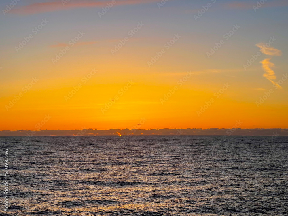 A sunset on the East Atlantic Ocean west of Portugal